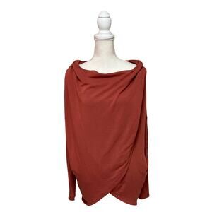 Athleta Purana Faux Wrap Hooded Sweatshirt Sweater XS Coral Pink SOFT